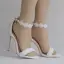Chic / Beautiful White Wedding Shoes 2018 Lace Flower Pearl Ankle Strap 9 cm Stiletto Heels Open / Peep Toe Wedding High Heels