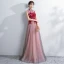 Chinese style Evening Dresses  2018 A-Line / Princess Crystal Lace Flower Appliques High Neck Backless See-through Sleeveless Floor-Length / Long Formal Dresses