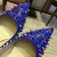Schöne Königliches Blau Ball Pumps 2018 Niet Leder 12 cm Stilettos Spitzschuh Pumps