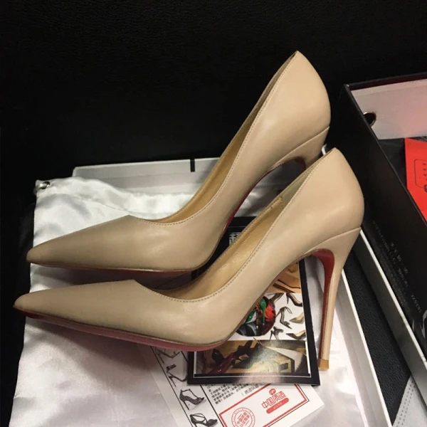 Mode Brun Casual Damskor 2018 Läder 12 cm Stilettklackar Spetsiga Pumps