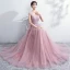 Elegant Prom Dresses 2018 A-Line / Princess Lace Flower Scoop Neck Backless Sleeveless Floor-Length / Long Formal Dresses