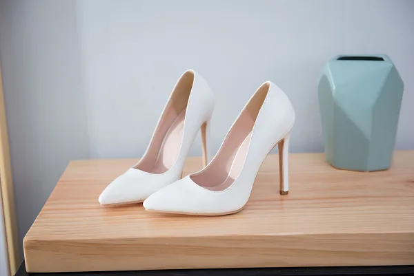 Simple Blanche Bureau Escarpins 2018 11 cm Talons Aiguilles À Bout Pointu Escarpins