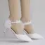 Chic / Beautiful White Wedding Shoes 2018 Lace Pearl Buckle 5 cm Stiletto Heels Pointed Toe Wedding High Heels
