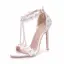 Charmant Blanche Chaussure De Mariée 2018 T-Strap En Dentelle Fleur Perle Faux Diamant Bride Cheville 11 cm Talons Aiguilles Peep Toes / Bout Ouvert Mariage Talons Hauts