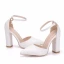 Schlicht Weiß Freizeit Damenschuhe 2018 Knöchelriemen 9 cm Thick Heels Peeptoes Hochhackige