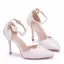 Chic / Belle Blanche Chaussure De Mariée 2018 En Dentelle Fleur Perle Bride Cheville 7 cm Talons Aiguilles À Bout Pointu Mariage Talons Hauts