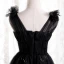 Chic / Belle Noire Robe De Bal 2021 Princesse V-Cou Volants Faux Diamant Paillettes Longue Sans Manches Dos Nu Robe De Ceremonie