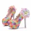 Flower Fairy Multi-Colors Prom Pumps 2018 Lace Handmade  Flower 14 cm Rhinestone Stiletto Heels Round Toe Pumps