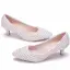 Modern / Fashion White Wedding Shoes 2018 Beading Pearl Rhinestone 3 cm Stiletto Heels Pointed Toe Low Heel Wedding Pumps