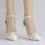 Modern / Fashion White Wedding Shoes 2018 Pearl Rhinestone Tassel 9 cm Stiletto Heels Pointed Toe Wedding High Heels