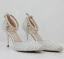 Sparkly White Wedding Shoes 2018 Pearl Rhinestone Ankle Strap 6 cm Stiletto Heels Pointed Toe Wedding High Heels
