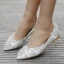 Błyszczące Białe Rhinestone Szpiczaste Płaskie Buty Ślubne 2018