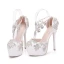 Glittrande Vita Brudskor 2018 Kristall Rhinestone 14 cm Stilettklackar Pande Zote Toe Bröllop Högklackade