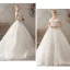 Abordable Ivoire Robe De Mariée 2018 Robe Boule En Dentelle Fleur Perle Faux Diamant Paillettes Dos Nu Chapel Train