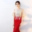 Chic / Beautiful Red With Shawl Evening Dresses  2019 Trumpet / Mermaid Beading Rhinestone Lace Flower Scoop Neck Sleeveless Ankle Length Formal Dresses