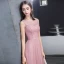Chic / Belle Rose Bonbon Robe De Soirée 2018 Princesse Perlage Paillettes Encolure Dégagée Sans Manches Train De Balayage Robe De Ceremonie