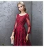 Luxury / Gorgeous Burgundy Evening Dresses  2019 A-Line / Princess Lace Beading Crystal Sequins Scoop Neck Backless 3/4 Sleeve Court Train Formal Dresses