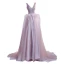 Charmant Perle Rose Robe De Bal 2021 Princesse Col v profond Perlage Paillettes Sans Manches Dos Nu Train De Balayage Robe De Ceremonie