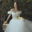 Elegant Ivory Corset Wedding Dresses 2019 A-Line / Princess Off-The-Shoulder Short Sleeve Backless Floor-Length / Long