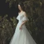 Elegant Ivory Wedding Dresses 2019 A-Line / Princess Lace Pearl Scoop Neck 1/2 Sleeves Cathedral Train