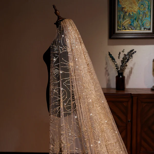 Scintillantes Doré Glitter Voile De Mariée 2019