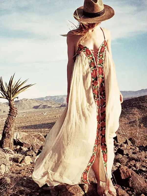 Chic / Belle Beige Été Plage Robes longues 2018 Brodé Bretelles Spaghetti Dos Nu Sans Manches Longueur Cheville