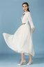 Modern / Fashion Beige Dating Maxi Dresses 2019 A-Line / Princess Embroidered Scoop Neck Long Sleeve Tea-length Womens Clothing