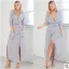 Modern / Fashion Grey Summer Resort Wear Womens Clothing 2019 V-Neck 3/4 Sleeve Tea-length Maxi Dresses