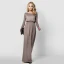 Modest / Simple Casual Maxi Dresses 2019 Pleated Square Neckline Long Sleeve Floor-Length / Long Womens Clothing