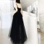 Modern / Fashion Black Evening Dresses  2019 A-Line / Princess Spaghetti Straps Sleeveless Backless Floor-Length / Long Formal Dresses