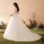 Élégant Ivoire Robe De Mariée 2018 Robe Boule Dentelle Encolure Dégagée Dos Nu Manches Longues Chapel Train Mariage