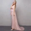 Abordable Rougissant Rose Robe De Soirée 2019 Princesse Noeud Titulaire Sans Manches Dos Nu Tribunal Train Robe De Ceremonie
