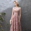 Chic / Beautiful Pearl Pink Evening Dresses  2019 A-Line / Princess Lace Beading Rhinestone Sequins Scoop Neck Sleeveless Floor-Length / Long Formal Dresses