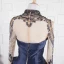 Luxe Bleu Marine Fait main Perlage Robe De Soirée 2019 Princesse Cristal Col Haut Manches Longues Train De Balayage Robe De Ceremonie