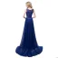 Modern / Fashion Royal Blue Chiffon See-through Evening Dresses  2018 A-Line / Princess Scoop Neck Sleeveless Pearl Rhinestone Beading Sweep Train Ruffle Formal Dresses