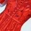 Chic / Beautiful Red Formal Dresses Evening Dresses  2017 Lace Flower Sequins Scoop Neck 1/2 Sleeves Ankle Length A-Line / Princess