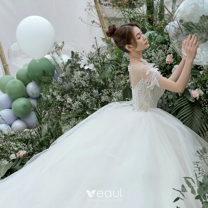 Real Photo Vestidos De Novia Ball Gown Wedding Dress For Bride Long Chapel Train Custom Made Plus Size With Lace Beading