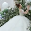 Luxury / Gorgeous White Wedding Dresses Ball Gown 2021 Scoop Neck Beading Pearl Short Sleeve Backless Royal Train Wedding