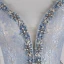 Élégant Bleu Ciel Robe De Soirée 2019 Trompette / Sirène Glitter En Dentelle Cristal V-Cou Sans Manches Dos Nu Train De Balayage Robe De Ceremonie