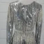 Luxe Scintillantes Argenté Fait main Perlage Robe De Soirée 2019 Trompette / Sirène Cristal Paillettes Gland V-Cou Manches Longues Dos Nu Train De Balayage Robe De Ceremonie