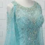 Luxury / Gorgeous Champagne Handmade  Beading Evening Dresses  2019 Trumpet / Mermaid Crystal Rhinestone Sequins Scoop Neck Bell sleeves Sweep Train Formal Dresses