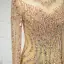 Luxury / Gorgeous Champagne Handmade  Beading Evening Dresses  2019 Trumpet / Mermaid Crystal Sequins Scoop Neck Long Sleeve Sweep Train Formal Dresses