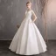 Modest / Simple Ivory Wedding Dresses 2019 Ball Gown Scoop Neck Short Sleeve Backless Floor-Length / Long