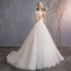 Elegant Ivory Wedding Dresses 2019 A-Line / Princess Lace Appliques Beading Sequins Scoop Neck Sleeveless Backless Court Train