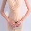 Chic / Beautiful Champagne Evening Dresses  2019 Trumpet / Mermaid V-Neck Sleeveless Backless Floor-Length / Long Formal Dresses