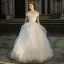 Élégant Ivoire Robe De Mariée 2018 Robe Boule Dentelle Perlage Cristal Paillettes Volants en Cascade De l'épaule Dos Nu Sans Manches Longue Mariage