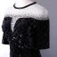 Chic / Beautiful Black Evening Dresses  2019 Trumpet / Mermaid Scoop Neck Lace Beading Sequins 1/2 Sleeves Floor-Length / Long Formal Dresses