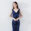 Chic / Belle Bleu Roi Robe De Soirée 2019 Trompette / Sirène V-Cou Sans Manches Paillettes Dos Nu Longue Robe De Ceremonie