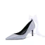 Lyx Glittrande Silver Brudskor 2019 Rosett Läder Rhinestone 9 cm Stilettklackar Spetsiga Bröllop Pumps