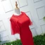 Chic / Belle Bordeaux Robe De Soirée 2019 Trompette / Sirène Encolure Dégagée 1/2 Manches En Dentelle Fleur Perlage Paillettes Train De Balayage Robe De Ceremonie